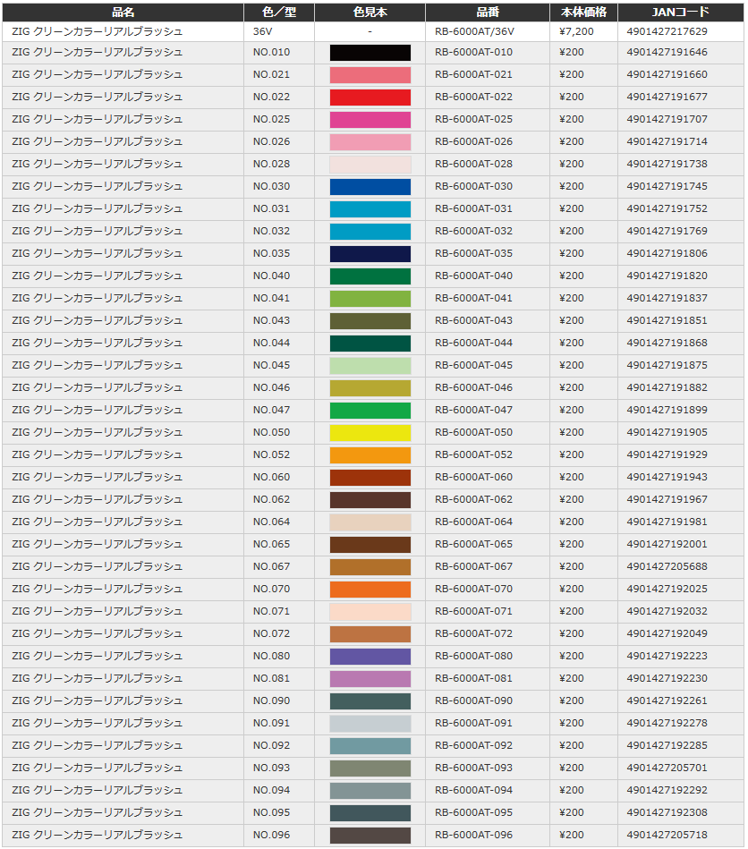 Zig Clean Color Real Brush Color筆ぺん 株式会社呉竹